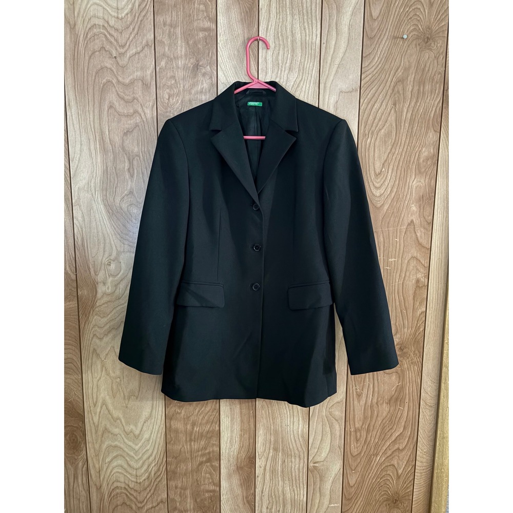 United Colors of Benetton Black 3-Button Tailored Blazer Jacket Made in Italy 44